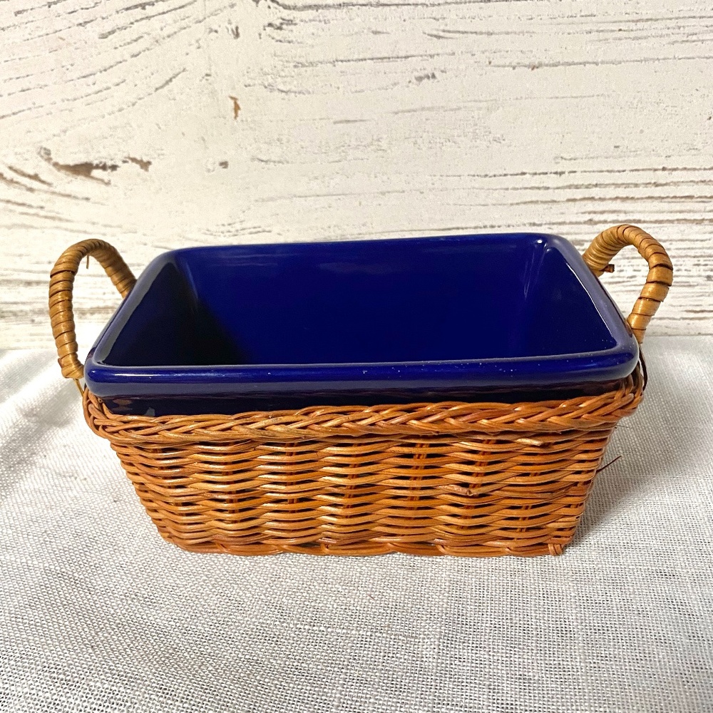 Temp-tations Blue Mini Baking Dish with Basket Blue Bakeware Serving Ware